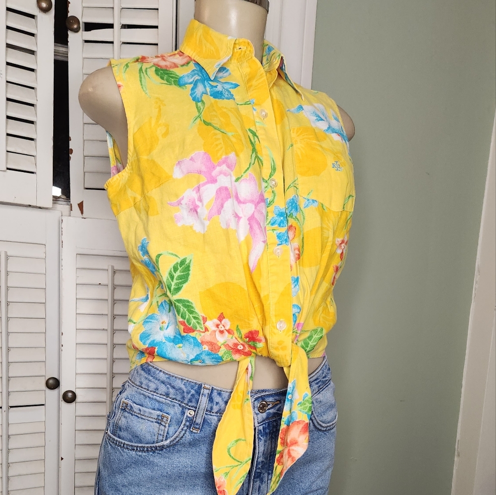 LAUREN RALPH LAUREN SLEEVELESS BLOUSE SMALL - Picture 2 of 8